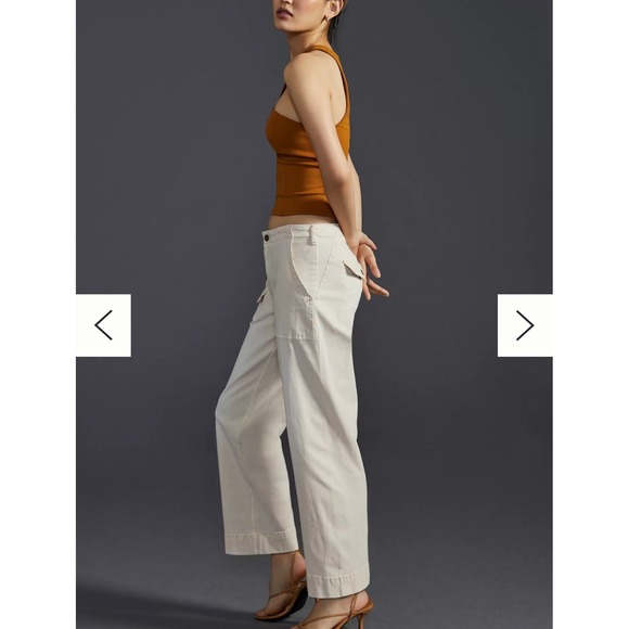 Wide Leg Cargo Pants Utility Pockets Neutral‎ Trousers - Picture 3 of 5